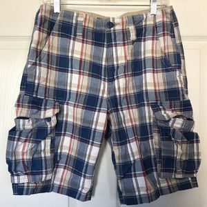 Plaid cargo shorts